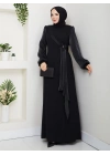 Firüze Abiye Tesettür Elbise - Siyah