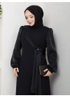 Firüze Abiye Tesettür Elbise - Siyah