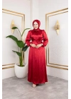 sudem saten elbıse kırmızı