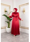 sudem saten elbıse kırmızı