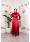sudem saten elbıse kırmızı