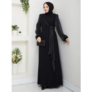 Firüze Abiye Tesettür Elbise - Siyah