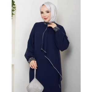 İPEK ELBİSE LACİVERT