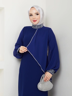 İPEK ELBİSE MAVİ