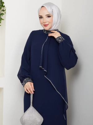 İPEK ELBİSE LACİVERT