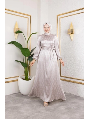 sudem saten elbıse bej