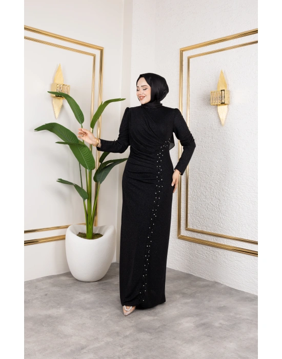 LİKRALI PARLA ABİYE SİYAH