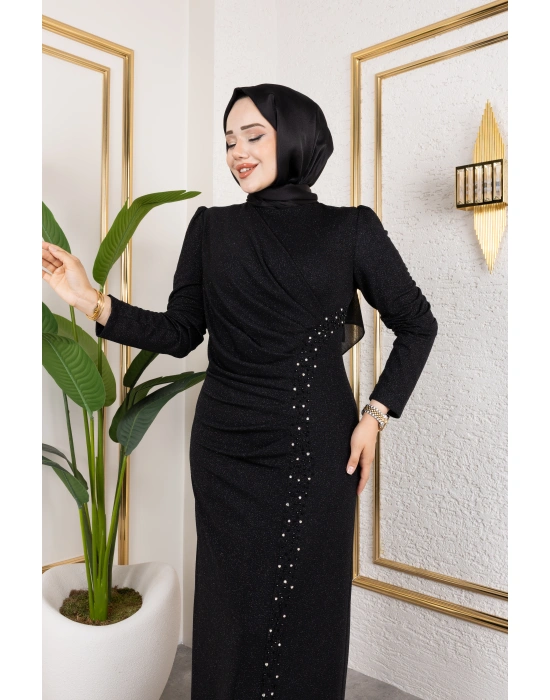 LİKRALI PARLA ABİYE SİYAH