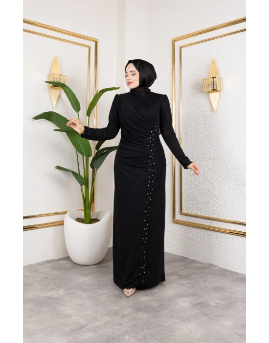 LİKRALI PARLA ABİYE SİYAH