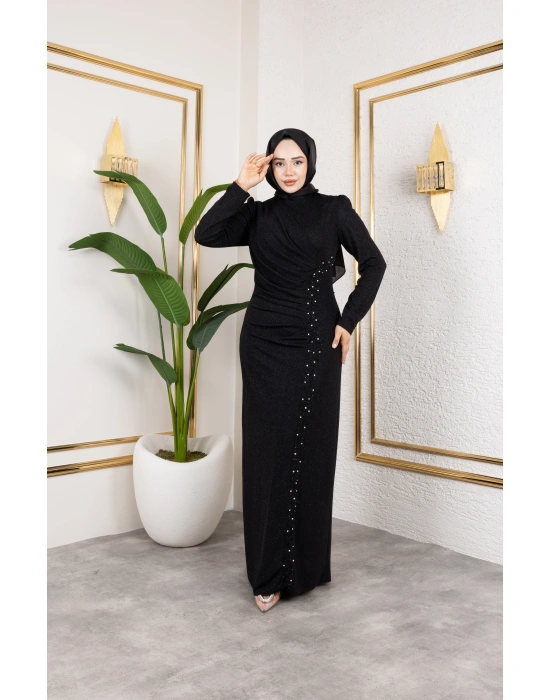 LİKRALI PARLA ABİYE SİYAH