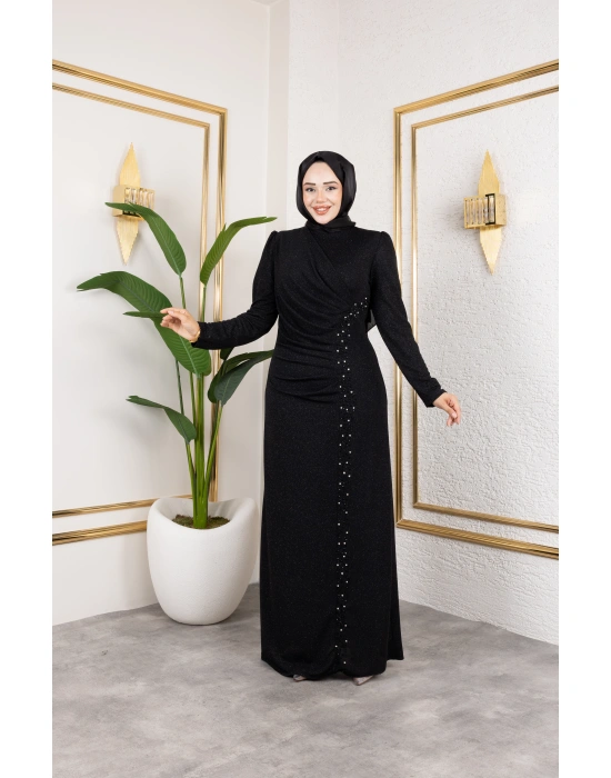 LİKRALI PARLA ABİYE SİYAH