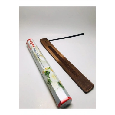 Beyaz Gül Kokulu 20 Çubuk Tütsü + Ahşap Tütsü Kayığı