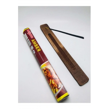 Amber Kokulu 20 Çubuk Tütsü + Ahşap Tütsü Kayığı