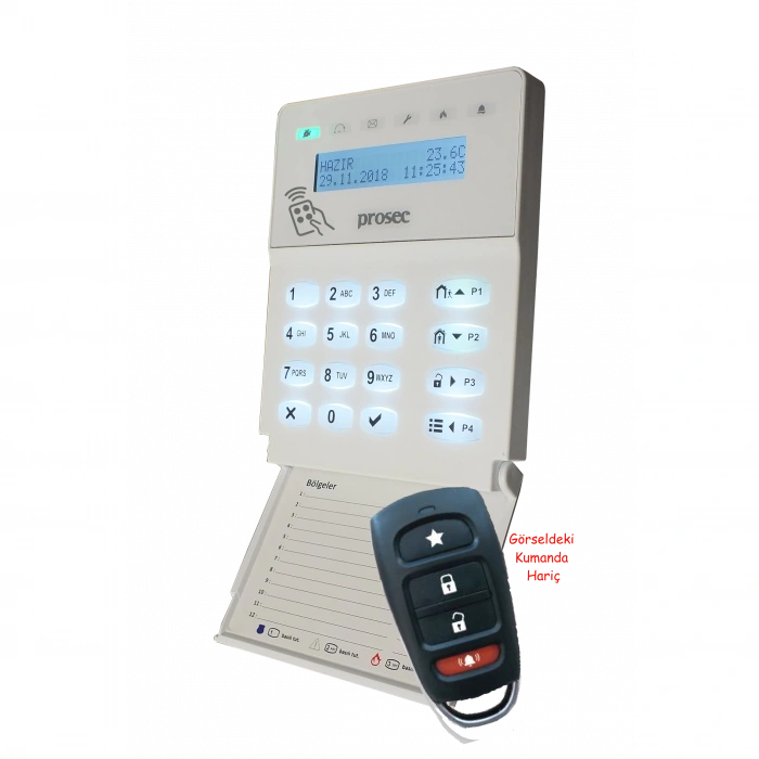 PROSEC PRO-P8LTE 4,5G GPRS ALARM PANELİ + PRO-K3 LCD MODÜLLÜ TUŞ TAKIMI