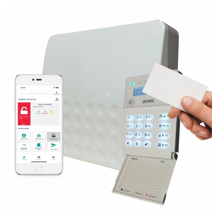 PROSEC PRO-P8W WIFI ALARM PANELİ+PRO-K2 LCD KART OKUYUCULU TUŞ TAKIMI