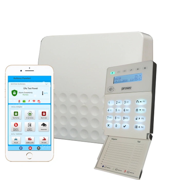 PROSEC PRO-P8E ETHERNET ALARM PANELİ + PRO-K1 LCD TUŞ TAKIMI