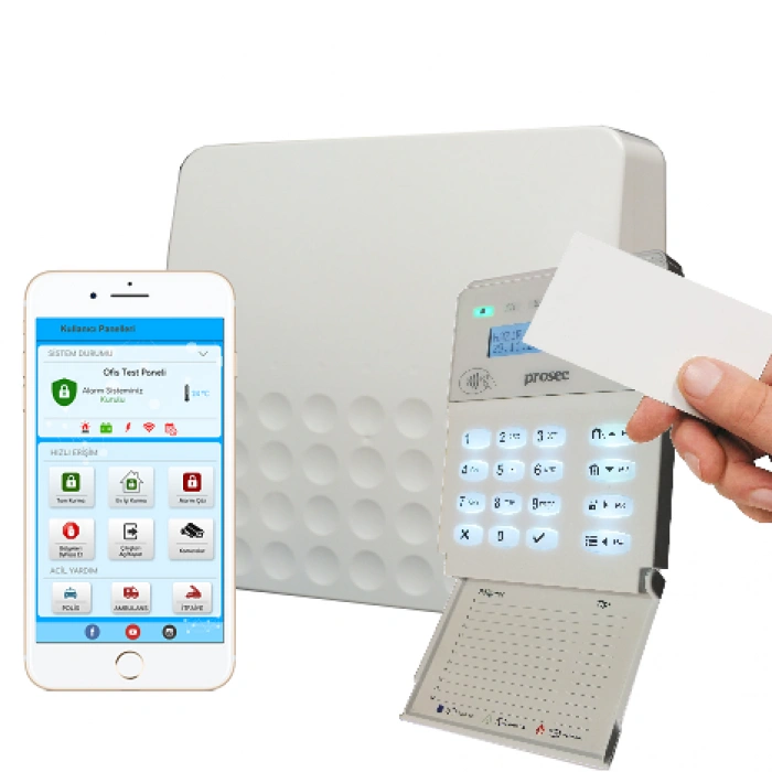 PROSEC PRO-P8E ETHERNET ALARM PANELİ+PRO-K2 LCD KART OKUYUCULU TUŞ TAKIMI