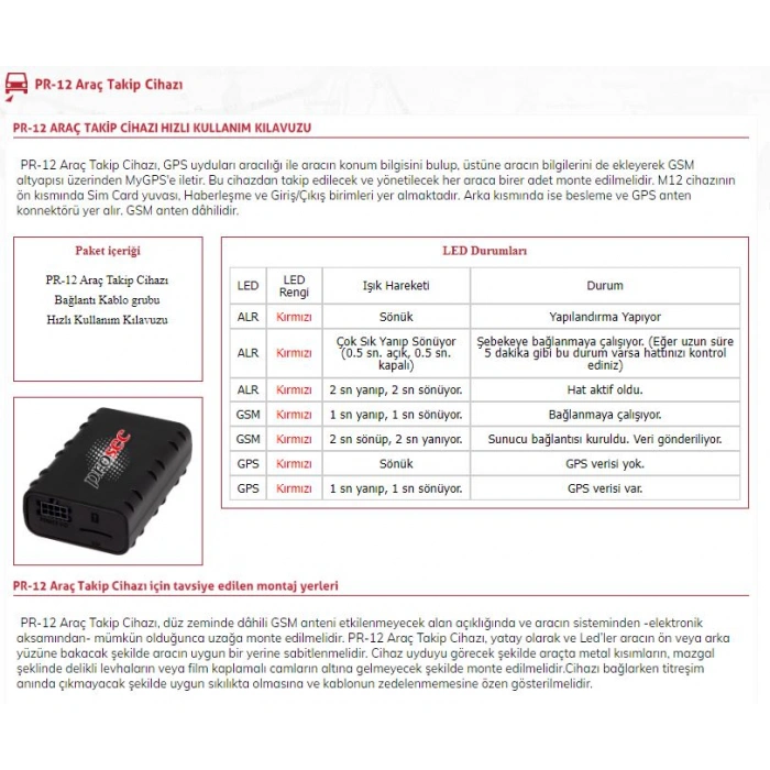 PROSEC PR-12 ARAÇ TAKİP
