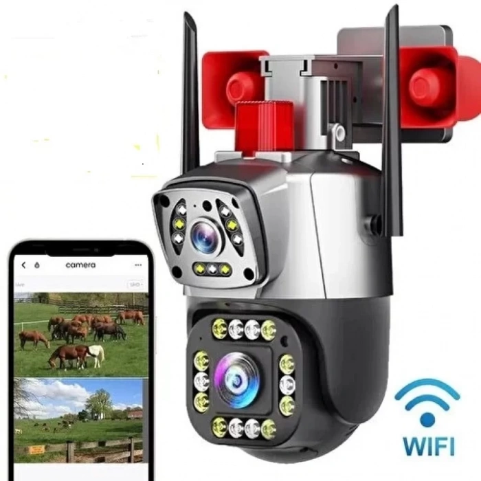 2+2 MP HD 4 Inch IP66 IP Kamera Wifi Özellikli Hareket Takipli Gece Sensörlü Alarmlı Kamera Blm-37