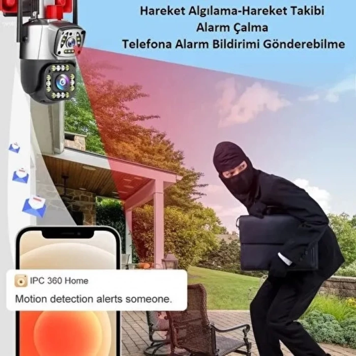 2+2 MP HD 4 Inch IP66 IP Kamera Wifi Özellikli Hareket Takipli Gece Sensörlü Alarmlı Kamera Blm-37