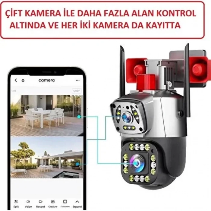 2+2 MP HD 4 Inch IP66 IP Kamera Wifi Özellikli Hareket Takipli Gece Sensörlü Alarmlı Kamera Blm-37