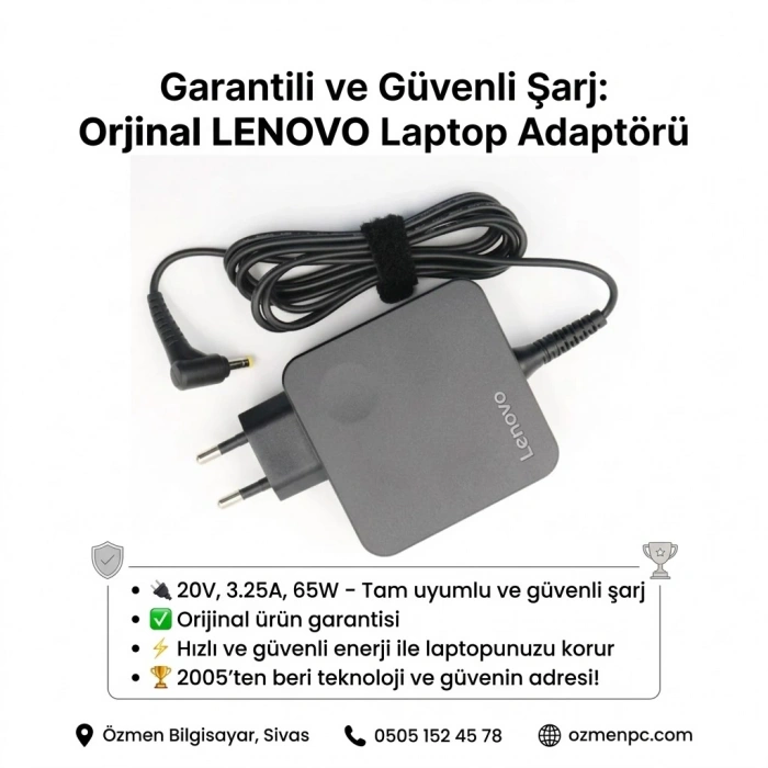 Orjinal LENOVO Adaptör Laptop Şarj Aleti 20v 3.25a 65w