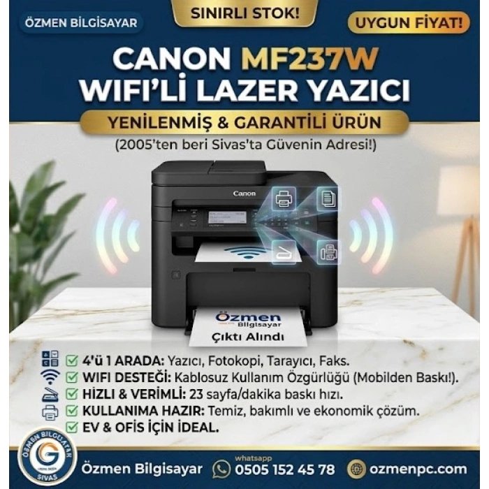 Canon MF237W WiFİ Lİ FOTOKOPİ MAKİNESİ YAZICI