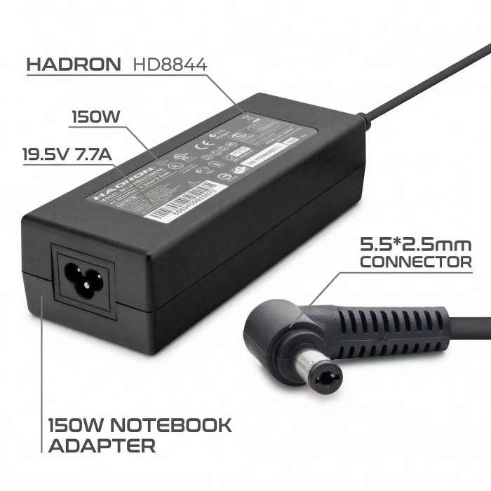 HD8844 NOTEBOOK ADAPTÖR 150W 19.5V 7.7A 5.5*2.5 LENOVO TOSHIBA MONSTER
