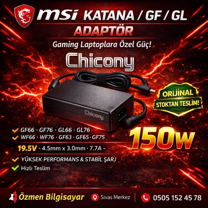 Msı Katana GF66 GF76 GL66 GL76 WF66 WF76 GF63 GF65 GF75 Adaptör