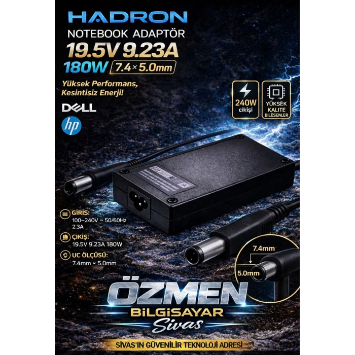 GXHH5 NOTEBOOK ADAPTÖR 19.5V 9.23A 180W 7.4*5.0 DELL HP