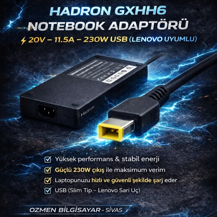 Notebook Adaptörü 20V 11.5A Usb 230W For-Lenovo (Hadron Gxhh6)