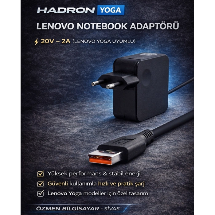 Lenovo Yoga Notebook Adaptörü 20V 2A (Hadron Hd8824)