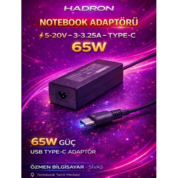 HD8858 NOTEBOOK ADAPTÖRÜ 5-20V 3-3.25A TYPE-C 65W