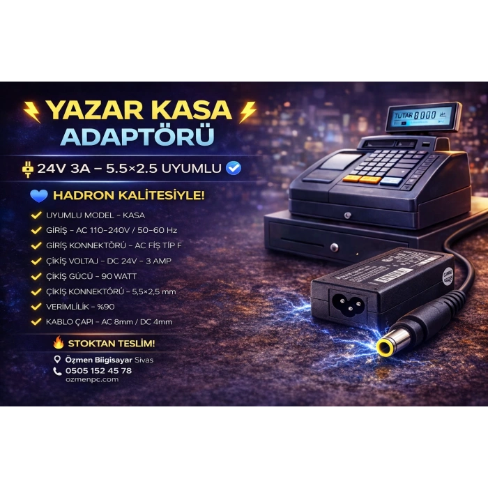 YAZAR KASA ADAPTÖRÜ 24V 3A 5.5*2.5
