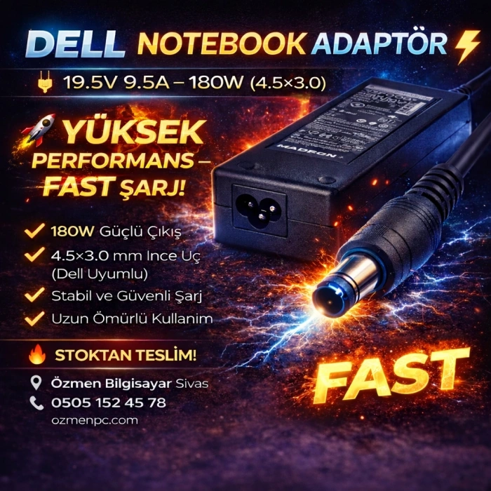 Dell Notebook Adaptörü 19.5V-9.5A 4.5*3.0 180W (CUADP048)