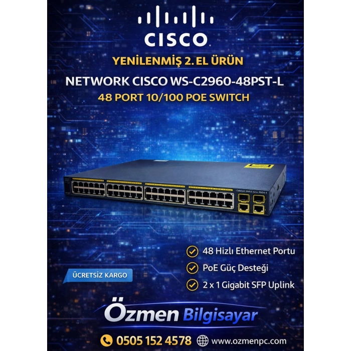 NETWORK CISCO WS-C2960-48PST-L 48 PORT 10/100 POE SWITCH