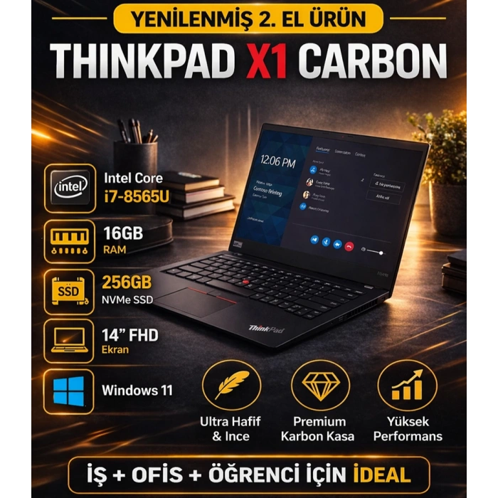 Lenovo ThinkPad X1 Carbon i7 8 Nesil 16/256GB 2K Ekran