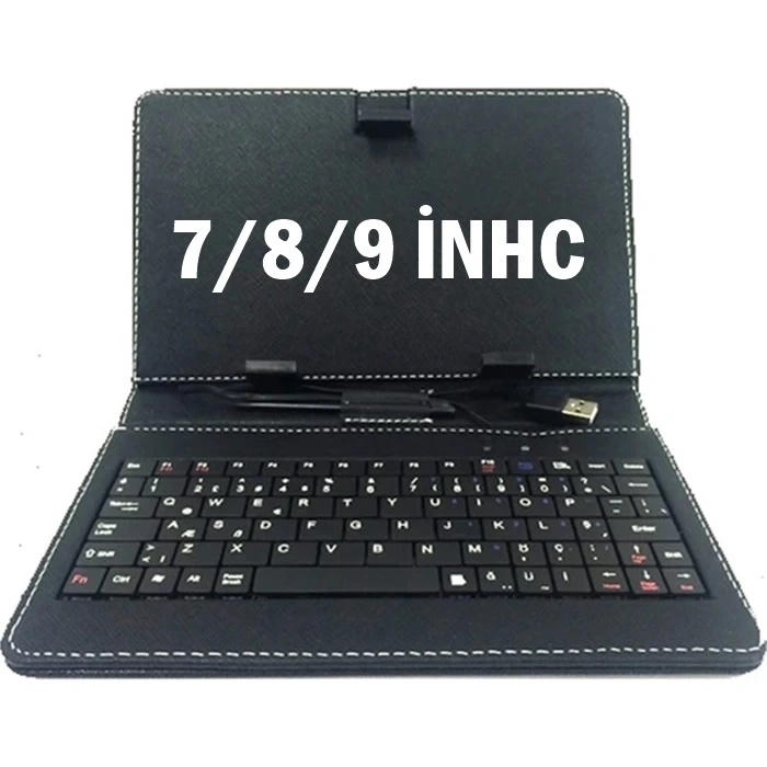 7-8-9 İNCH Katlanabilir Klavyeli Siyah Deri TABLET KILIFI