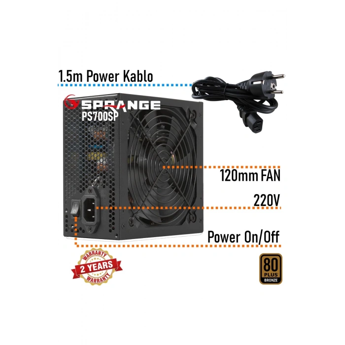 SPRANGE 700w 80 Plus Bronze Power Supply Ps700-80p Psu