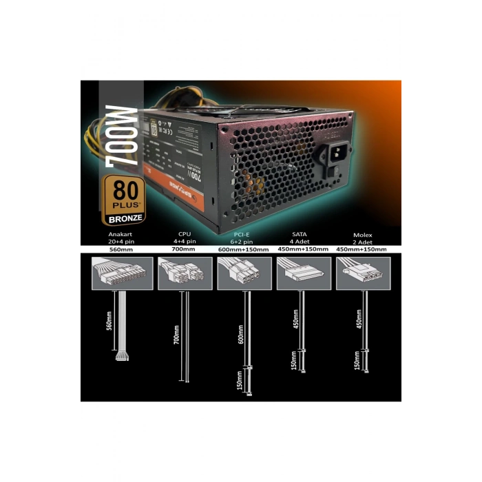 SPRANGE 700w 80 Plus Bronze Power Supply Ps700-80p Psu