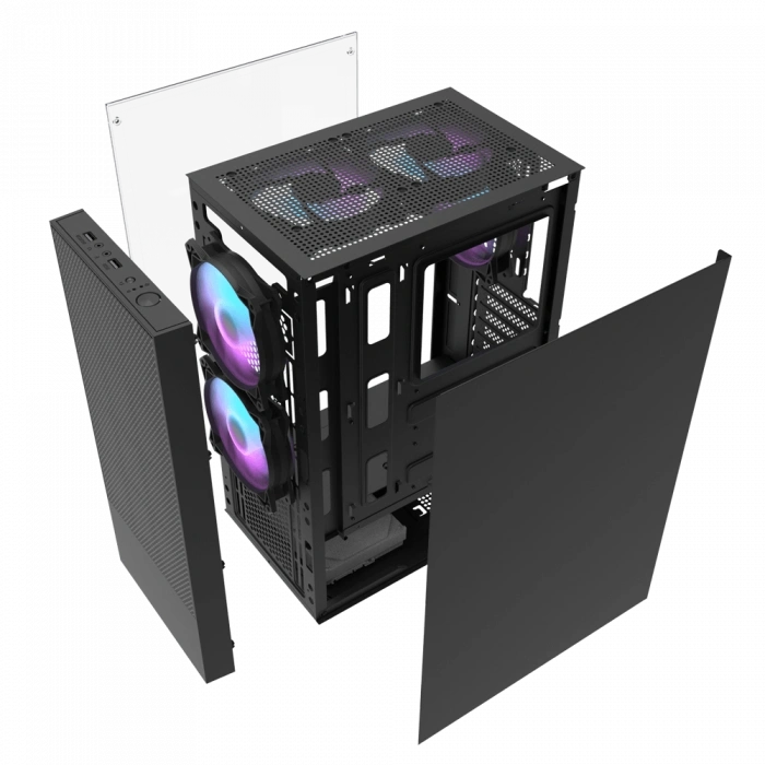 AIGO A290 USB3.0 3x12CM FAN TEMPERLI CAM SIYAH ATX KASA