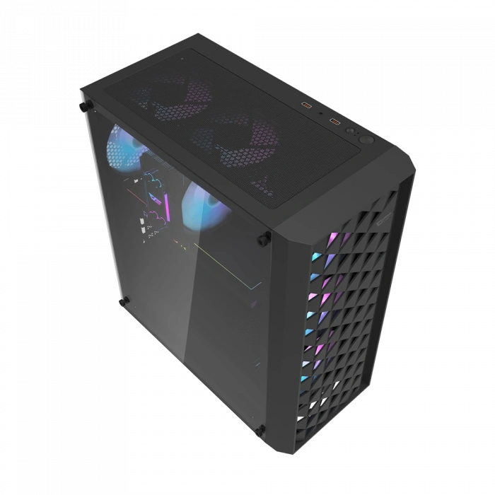 AIGO DK351 USB3.0 3x12CM FAN TEMPERLI CAM SIYAH E-ATX KASA