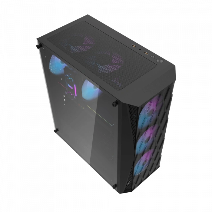 AIGO DK352 650W 80+ USB3.0 4x12CM FAN TEMPERLI CAM SIYAH E-ATX KASA