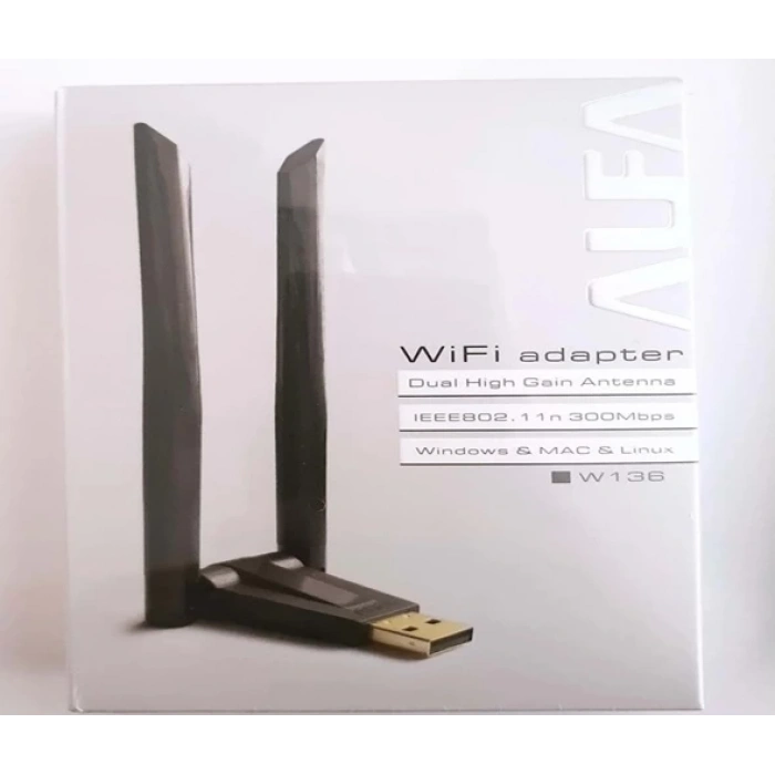 Alfanet W136 300 Mbps Kablosuz USB 802.11N Wifi Adaptör Çift Antenli