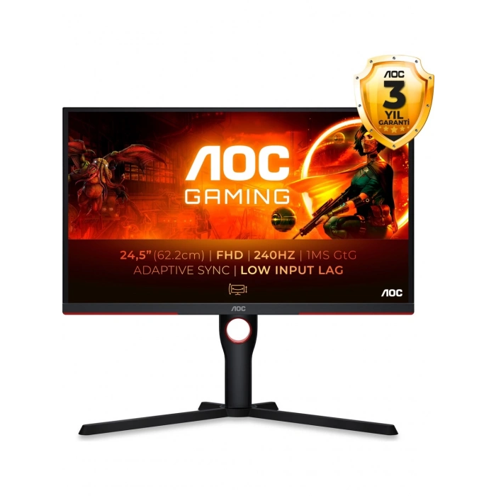 AOC 25G3ZM 24.5 240Hz 0.5ms HDMI DP AdaptiveSync Pivot FHD VA Gaming Monitör