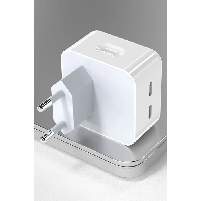 Apple Uyumlu 35 W Çift Usb-C Bağlantı Noktalı Şarj Adaptörü Hızlı Ikili Şarj