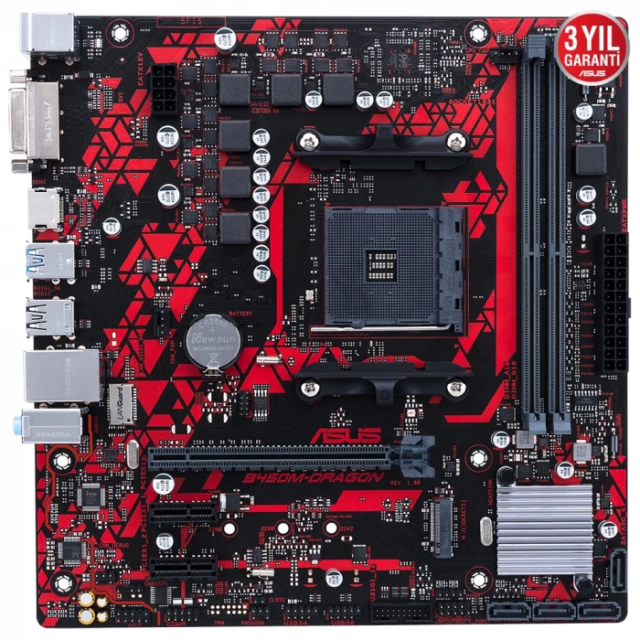 ASUS B450M-DRAGON AM4 DDR4 SES GLAN HDMI/DVI SATA3 USB3.1 mATX
