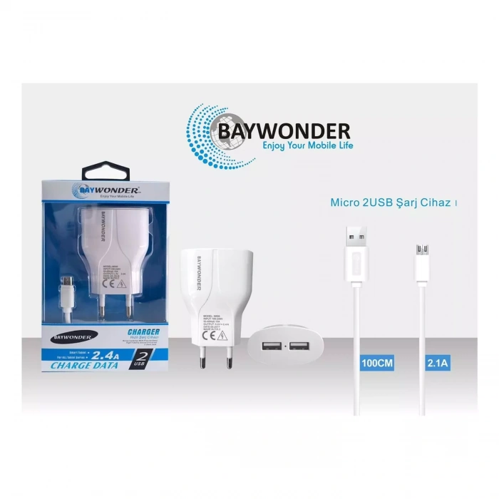 Baywonder I9500 2.4A Micro Çift Çıkış Hızlı Şarj Cihazı