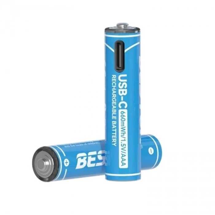 Beston P2-01C USB Type-C Şarjlı Pil Aaa Ince Kalem 666 Mah Li-Ion 2li Paket