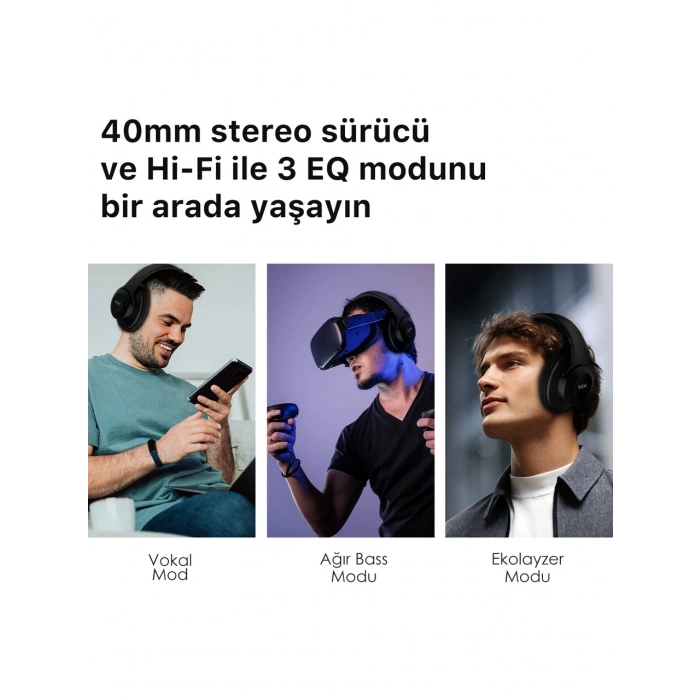 Bix Soundcraft BH2 Katlanabilir Bluetooth 5.3 Kulaküstü Kulaklık Siyah